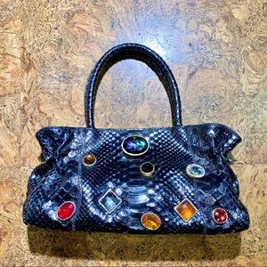 Carlos Falchi Vintage Snake Skin and Gemstone Bag